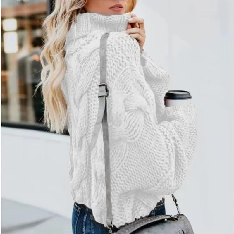 Mireia - Dulce y elegante suéter sólido de medio cuello alto