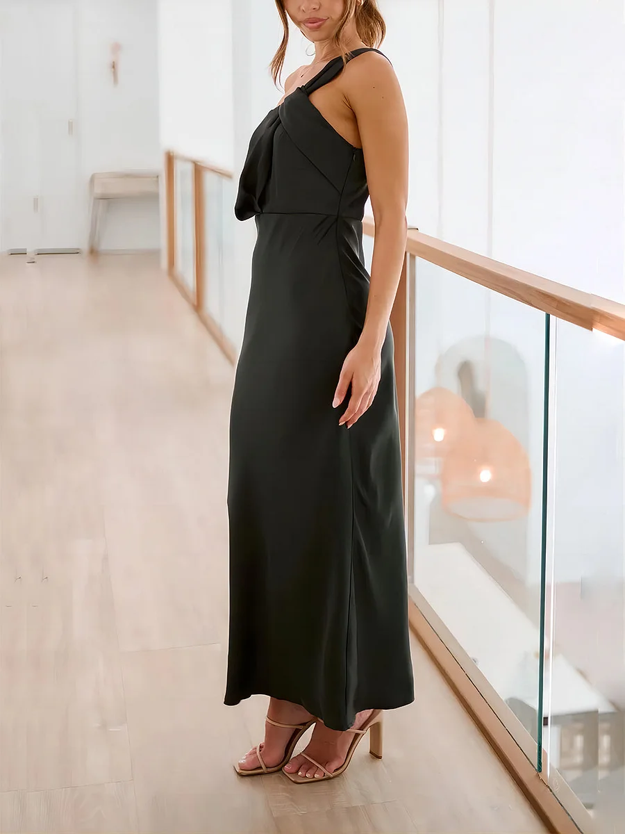 Vestido midi asimétrico de fiesta con diseño elegante