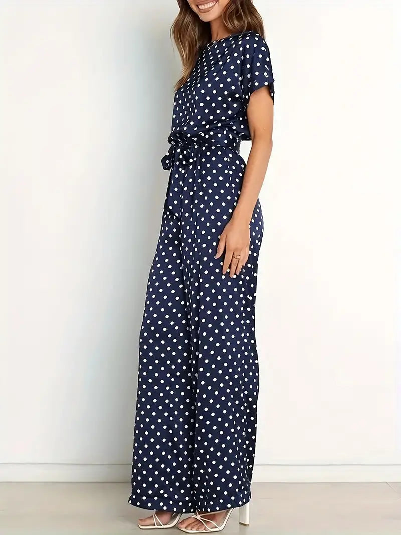 Mono largo de mujer con diseño elegante y estampado de lunares