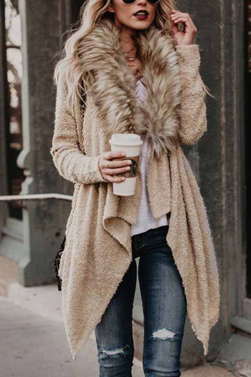 Abrigo Largo Elegante con Cuello de Diseño Único – Moda para Mujer