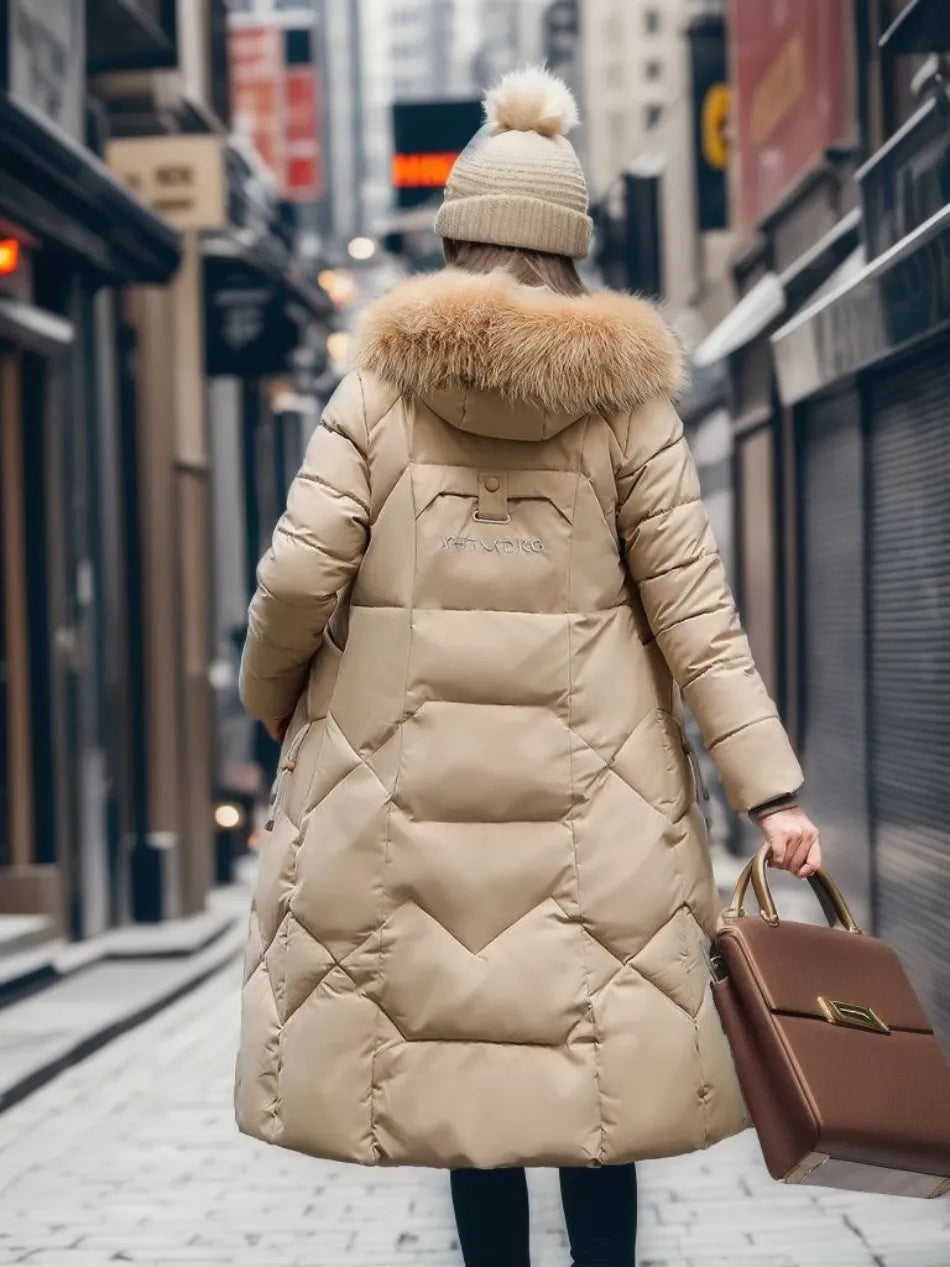 Abrigo Largo de Invierno para Mujer con Diseño Exquisito de Capucha