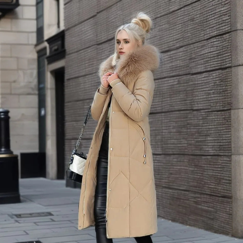 Abrigo Largo de Invierno para Mujer con Diseño Exquisito de Capucha