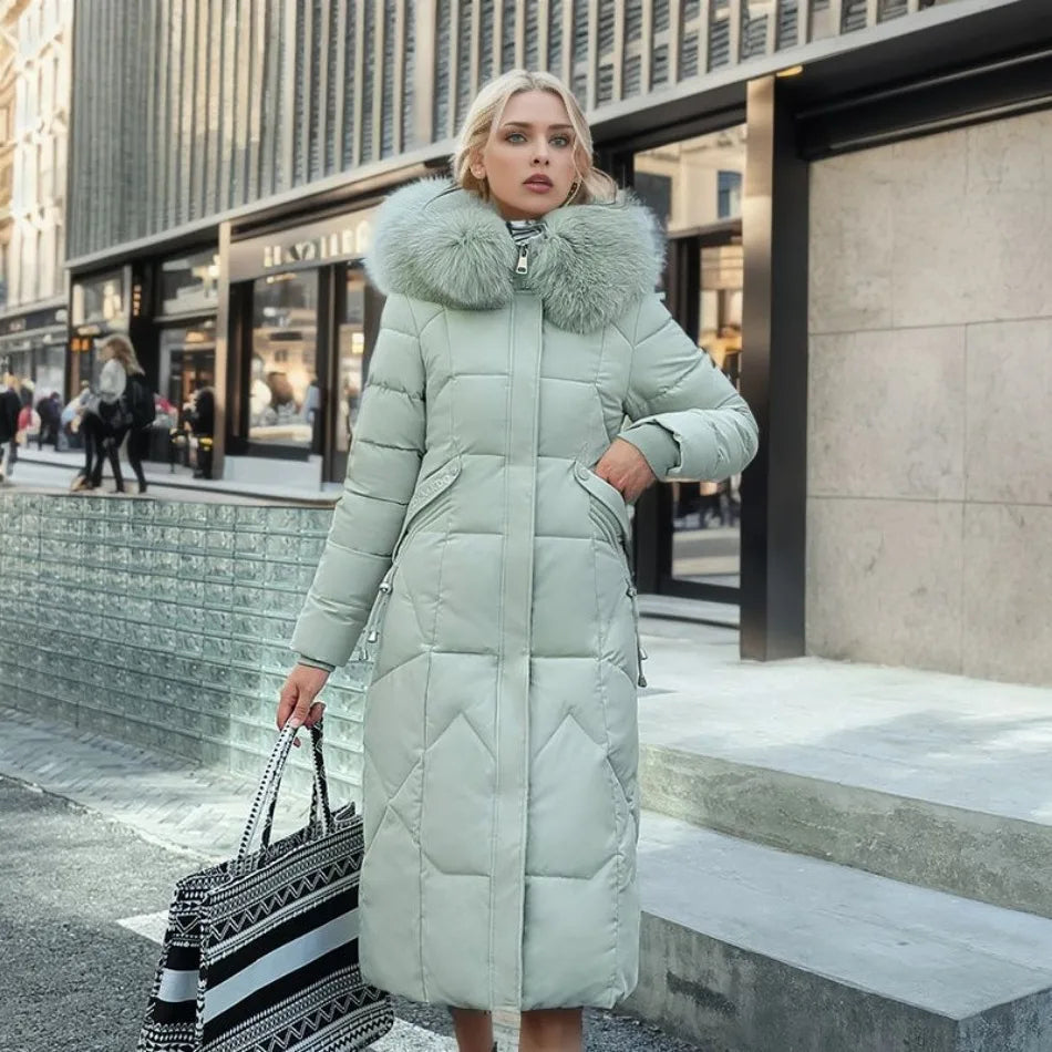 Abrigo Largo de Invierno para Mujer con Diseño Exquisito de Capucha