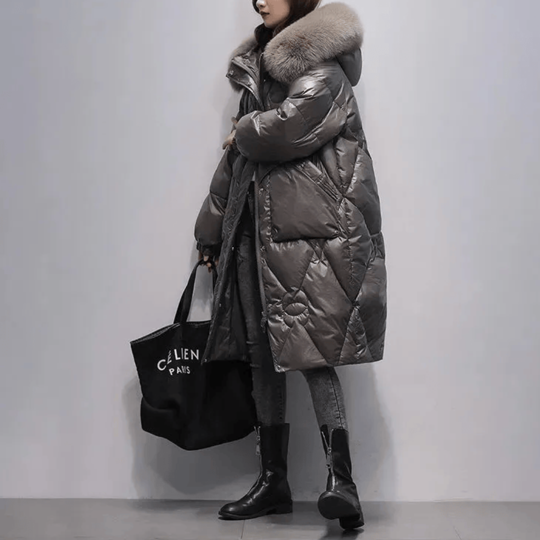 Abrigo largo casual para mujer con capucha moderna