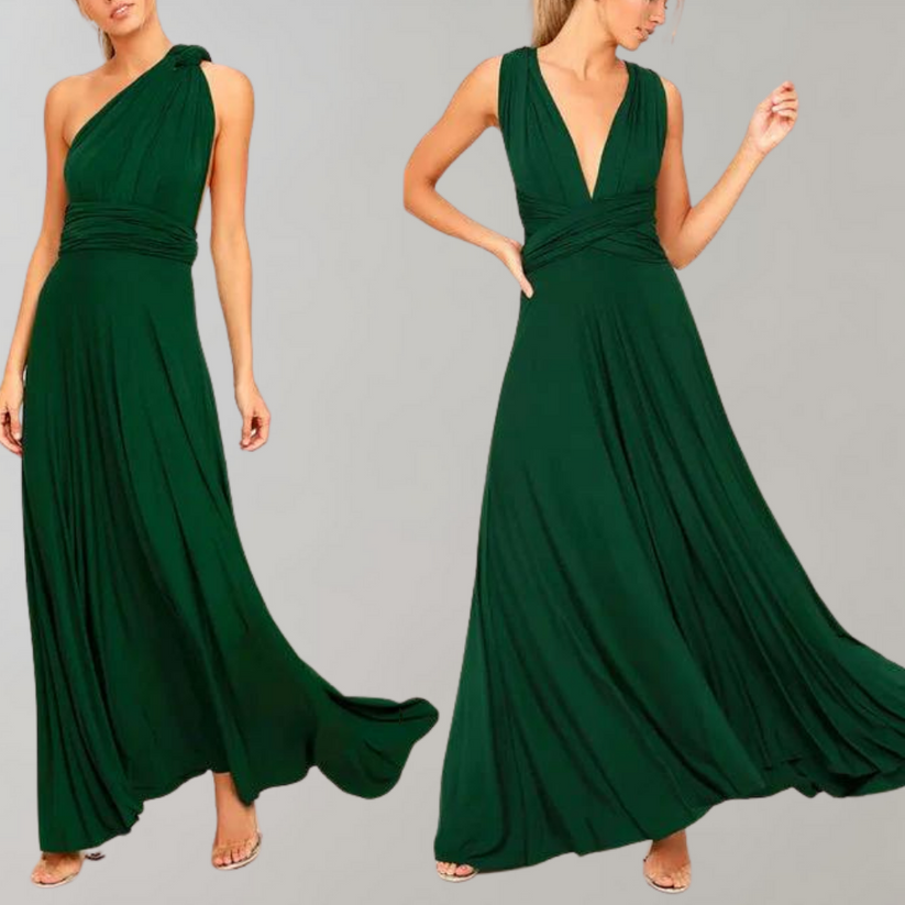 Vestido largo envolvente con superposición elegante