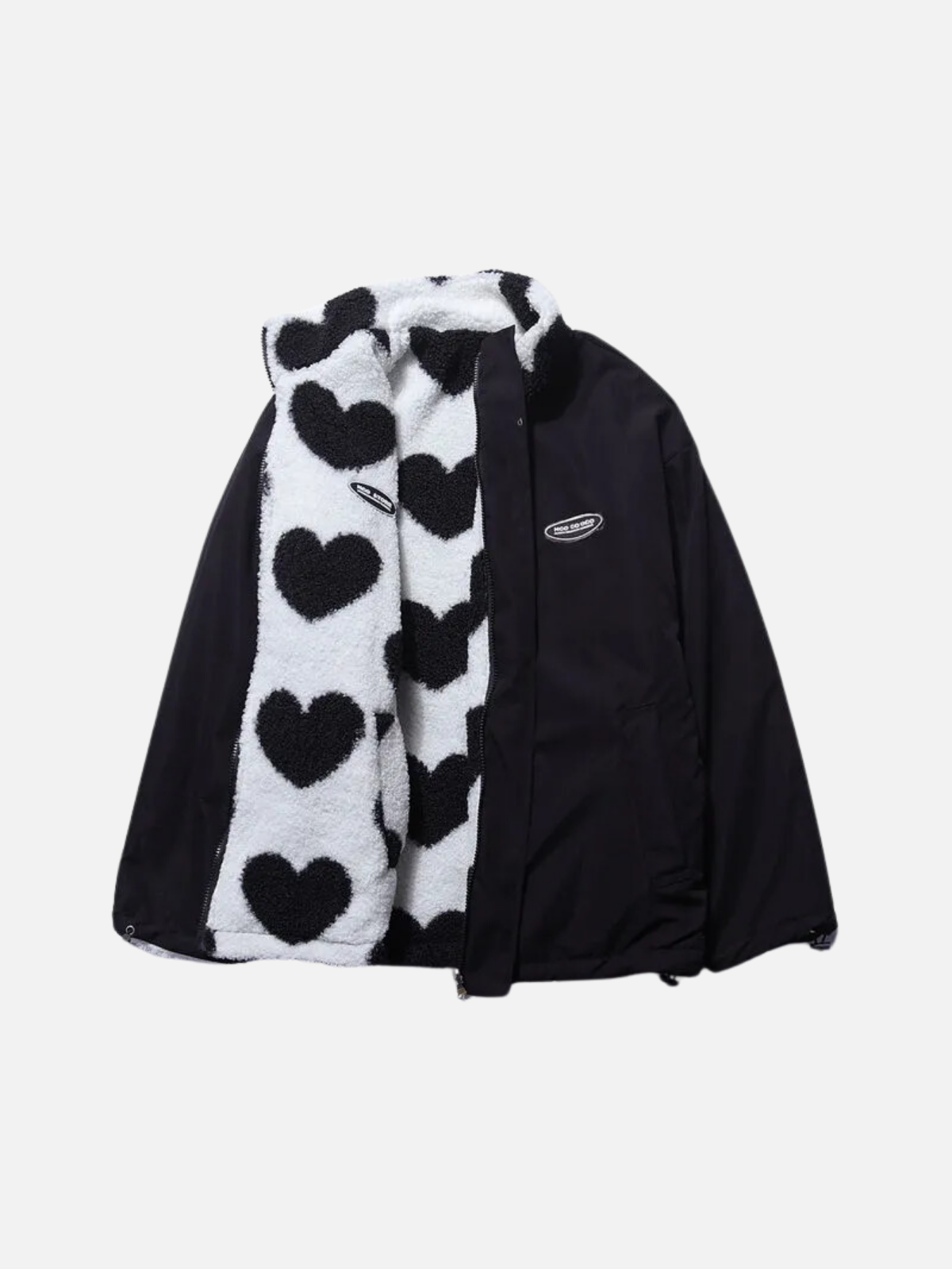 Chaqueta para el otoño fresco con forro suave y estampado de corazones