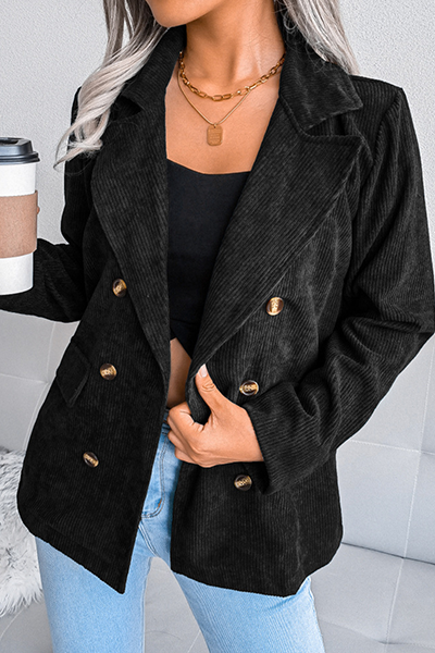 Chaqueta Casual de Color Sólido con Hebilla y Cuello Caído para Estilo Moderno