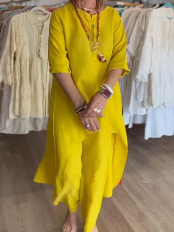 Veronica – Traje informal para mujer de lino liso