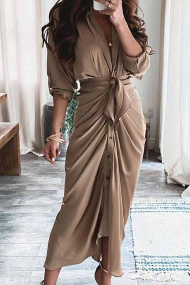 Vestido Linda - Con Escote en V y Estampado Elegante