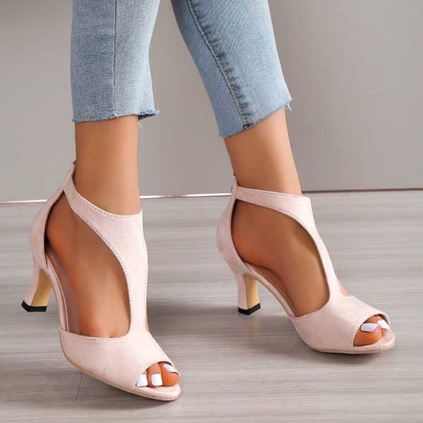 Zapatos de mujer elegantes y cómodos con tacón bajo y punta abierta perfectos para ocasiones especiales
