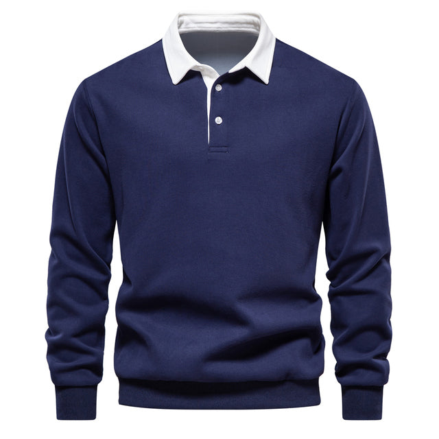 Suéter polo de manga larga para hombre elegante y casual ideal para uso diario