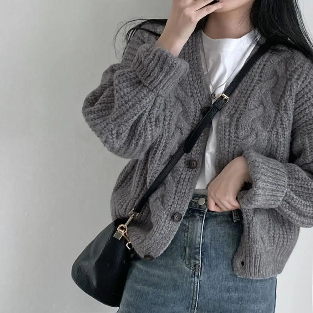 Cárdigan ligero de punto trenzado para mujer de estilo informal