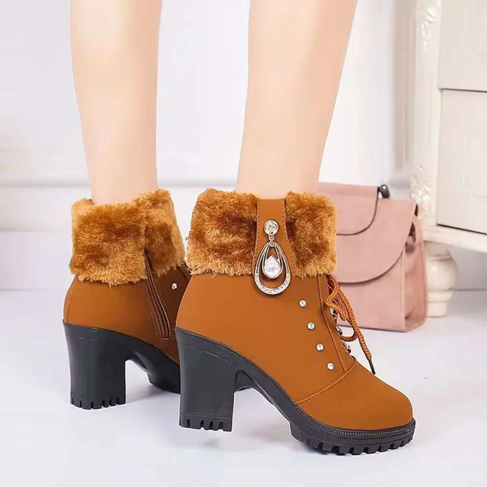 Botines de invierno elegantes para mujer con tacón