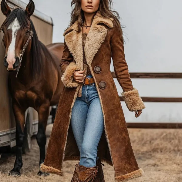 Abrigo largo de estilo retro y clásico para mujer