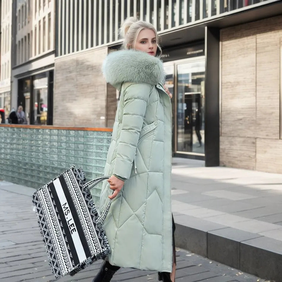Abrigo Largo de Invierno para Mujer con Diseño Exquisito de Capucha