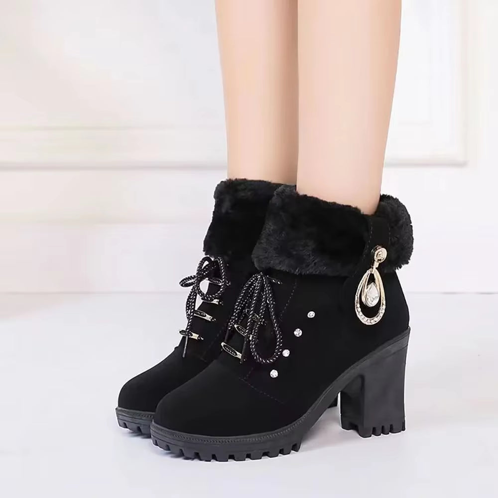 Botines de invierno elegantes para mujer con tacón