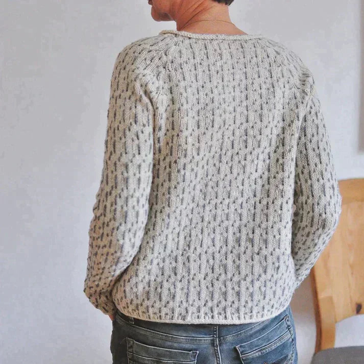 Ophelia - Elegante jersey gris de cuello redondo