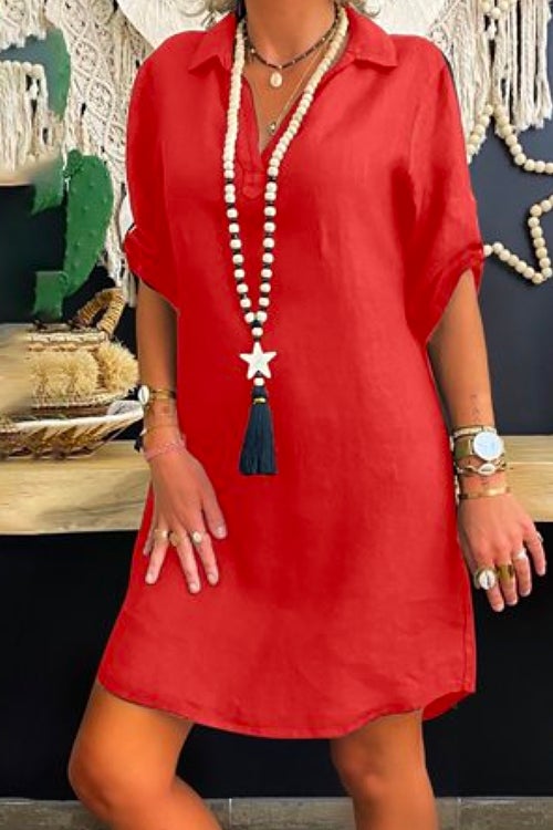 Vestido camisero de Joann con mangas enrolladas