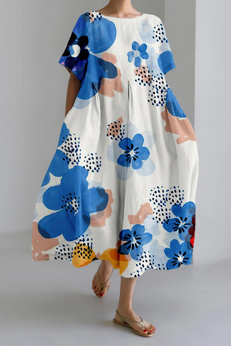Malena - Maxivestido plisado con cuello redondo