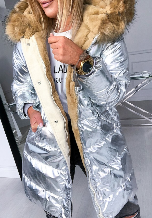 Chaqueta larga de invierno con cuello elegante para mujeres