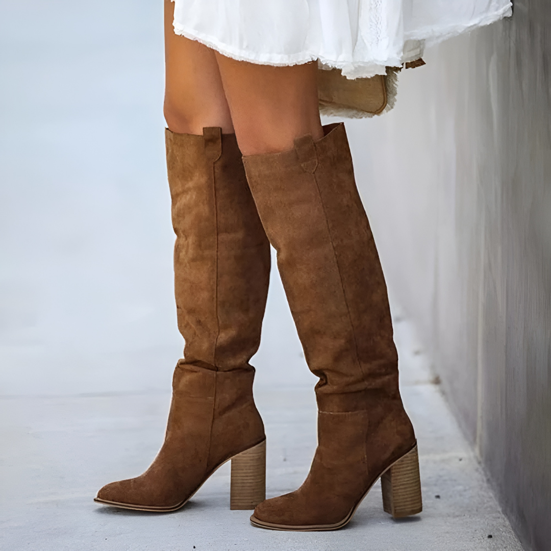 Botas altas clásicas con tacón ancho para mujer ideales para cualquier ocasión