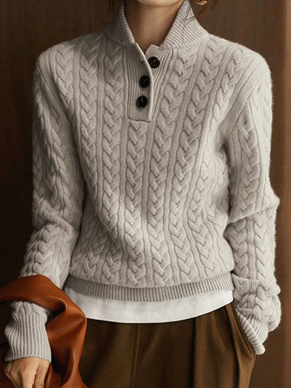 Suéter de Punto Moderno con Torsadas: Informal Chic para Mujeres