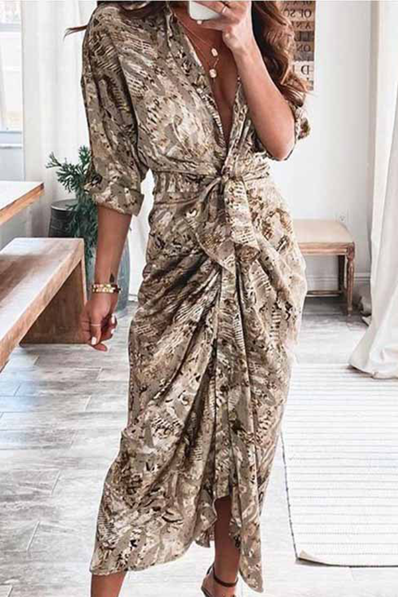 Vestido Linda - Con Escote en V y Estampado Elegante