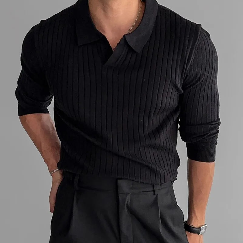 Polo de manga larga para hombre con estilo casual moderno