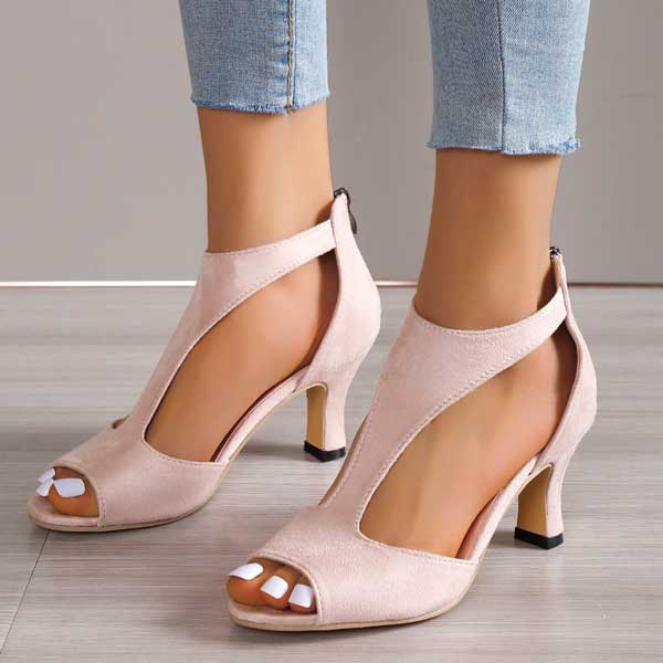 Zapatos de mujer elegantes y cómodos con tacón bajo y punta abierta perfectos para ocasiones especiales