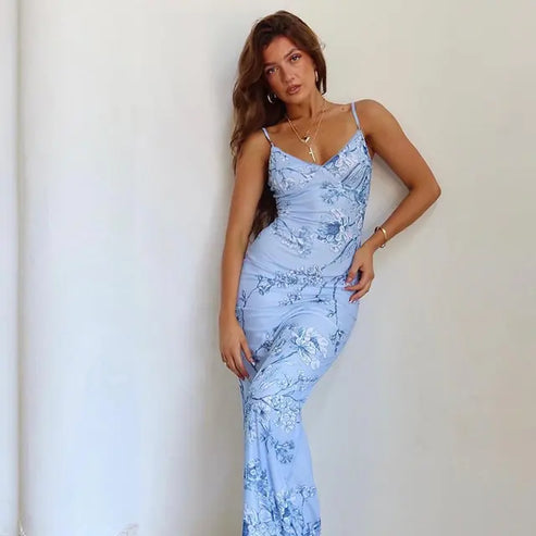 Vestido sin mangas con estampado floral y estilo elegante