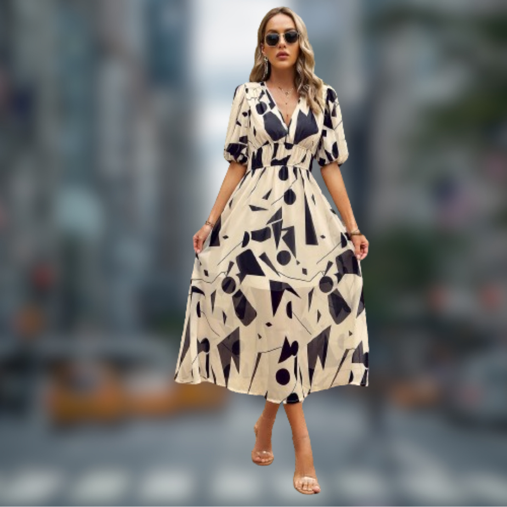 Vestido largo elegante para mujer con escote en v ideal para ocasiones informales y eventos especiales