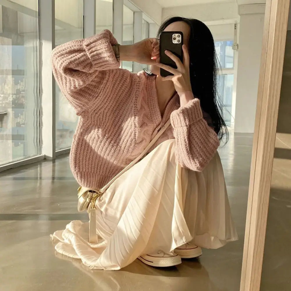 Cárdigan ligero de punto trenzado para mujer de estilo informal