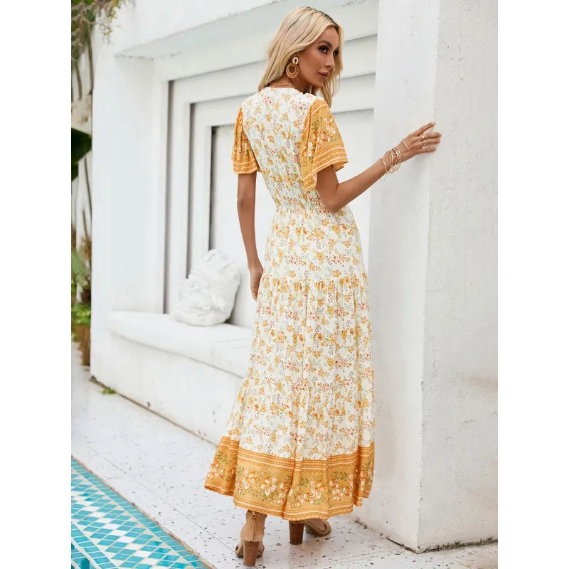 Carolina - Nuevo Vestido Vacacional Casual Manga Corta Estampado