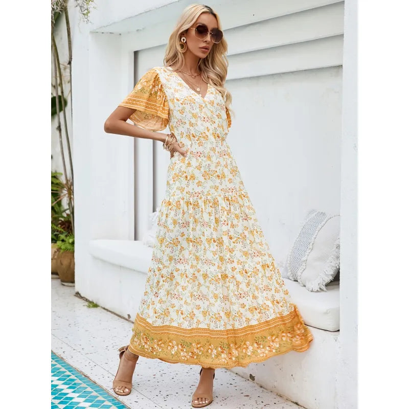 Carolina - Nuevo Vestido Vacacional Casual Manga Corta Estampado