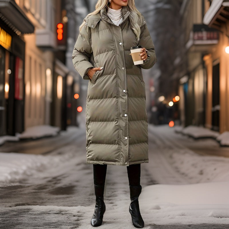 Abrigo largo de invierno para mujer con diseño elegante y moderno