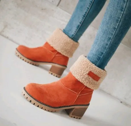 Botines de invierno para mujer con diseño moderno y tacón bajo