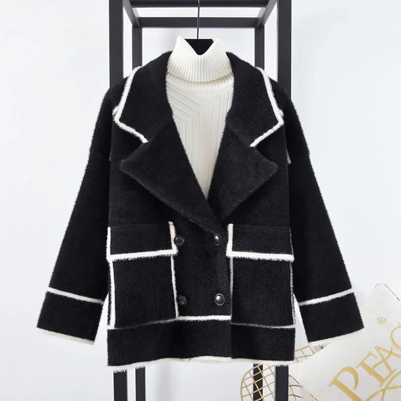 Chaqueta Cárdigan de Invierno para Mujer, Abrigo Suelto con Doble Botonadura y Estilo Versátil
