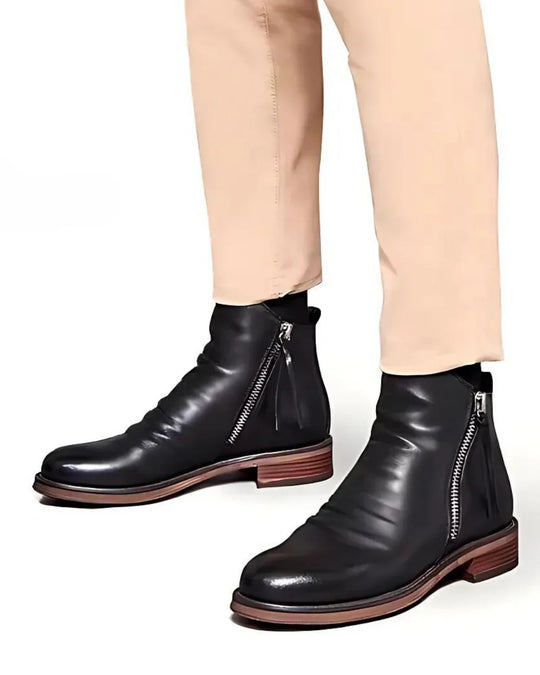 Botas clásicas y elegantes para hombre con diseño único de cremallera