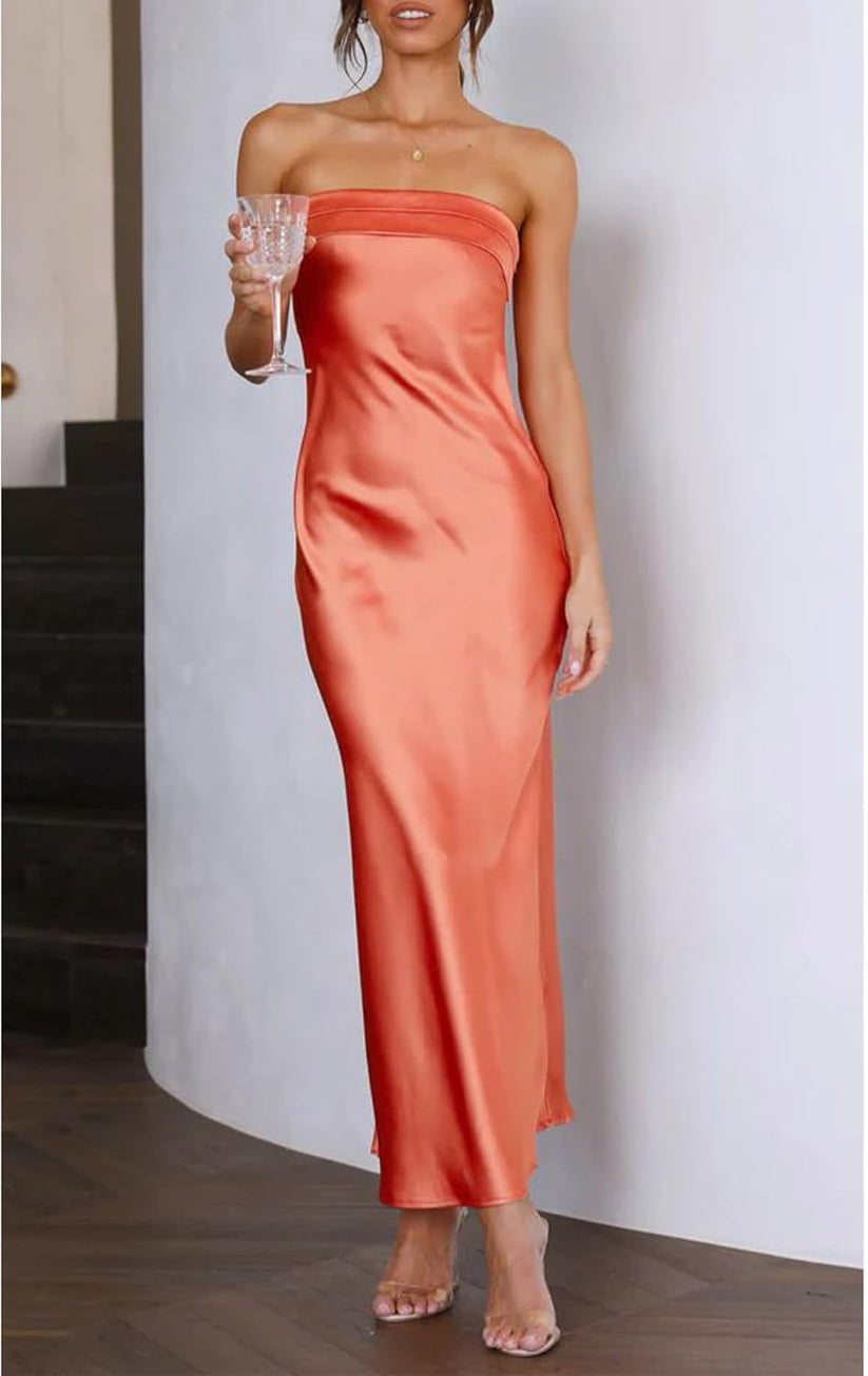 Vestido elegante sin tirantes ideal para cualquier ocasión