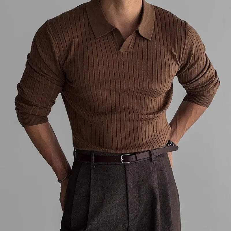 Polo de manga larga para hombre con estilo casual moderno