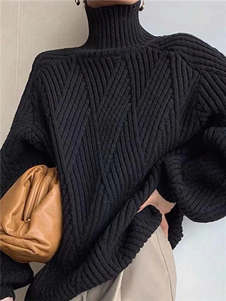 Suéter de cuello alto de gran tamaño para un estilo relajado