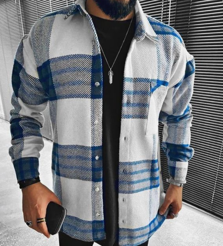 Camisa de hombre con diseño de cuadros y cierre de botones ideal para un estilo casual