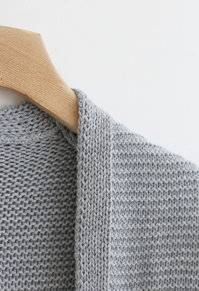 Cárdigan Abierto con Bolsillos en Gris Clásico - Ideal para Capas
