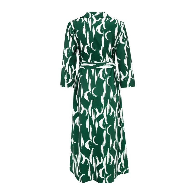 Silvia - Vestido midi camisero cruzado estampado Lasting Daydream