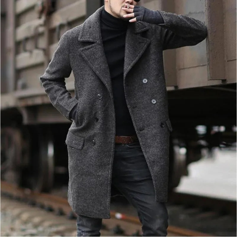Abrigo de hombre largo - Chaqueta de hombre invierno azul marino