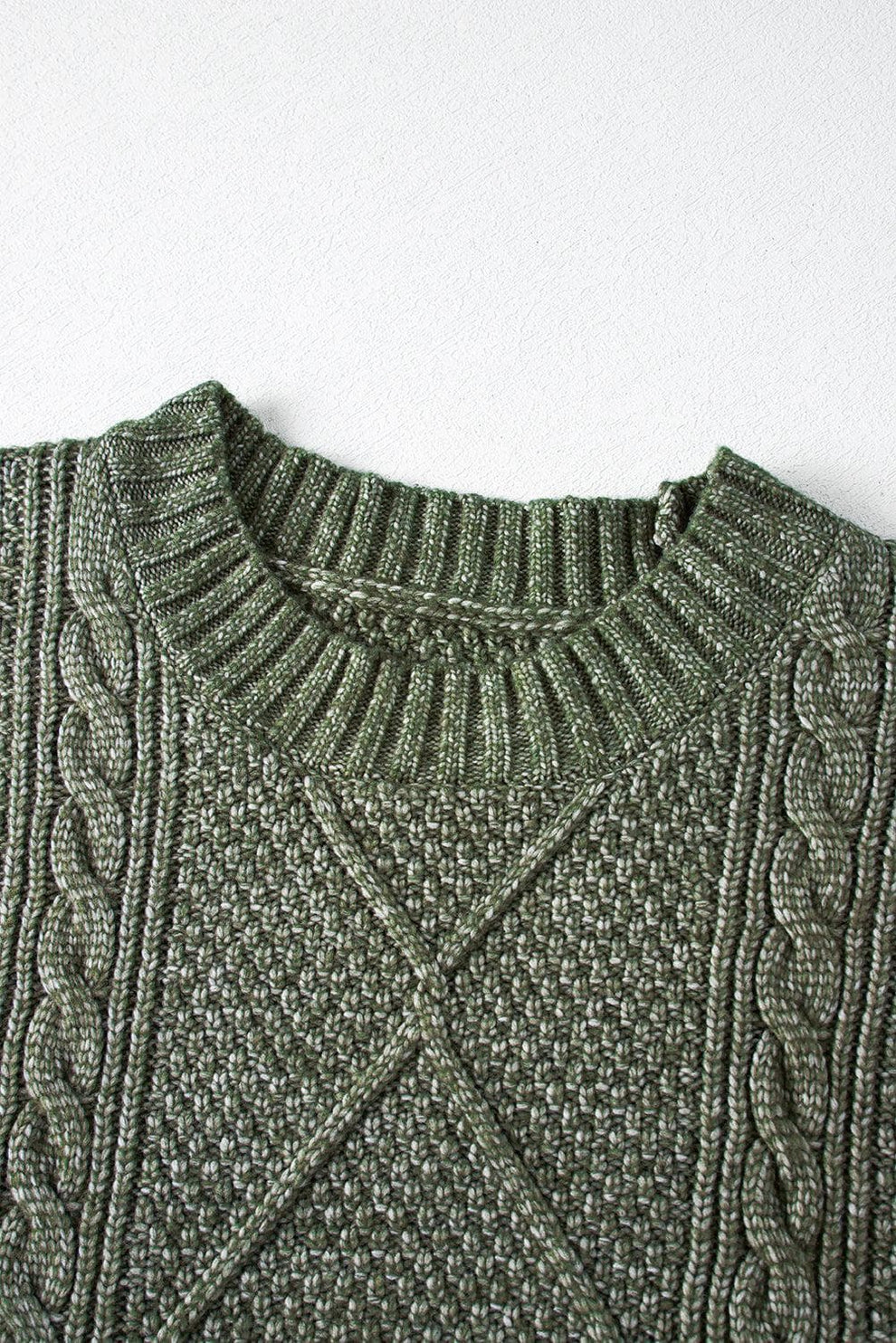 Vestido de Suéter Oversized de Punto de Cable en Verde Salvia para Mujeres