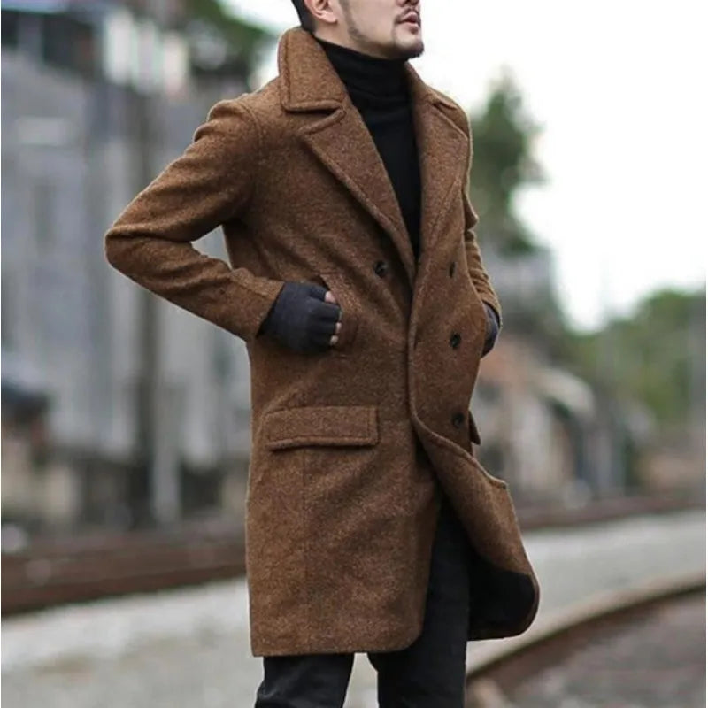 Abrigo de hombre largo - Chaqueta de hombre invierno azul marino