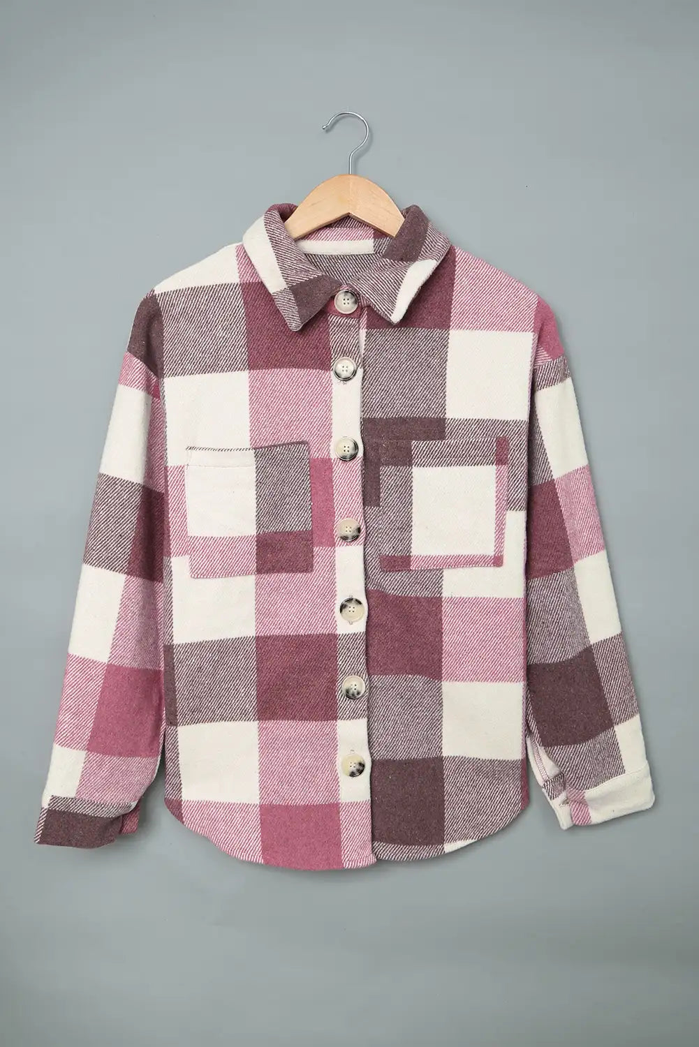 Chaqueta de Cuadros en Bloque de Color Caqui para un Estilo de Invierno Sin Esfuerzo