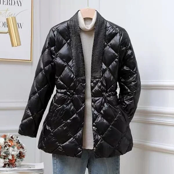 Abrigo Acolchado para Mujer – Chaqueta de Invierno Oversize con Cordón y Calidez para Otoño e Invierno
