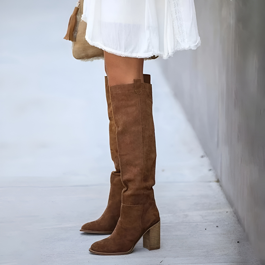 Botas altas clásicas con tacón ancho para mujer ideales para cualquier ocasión